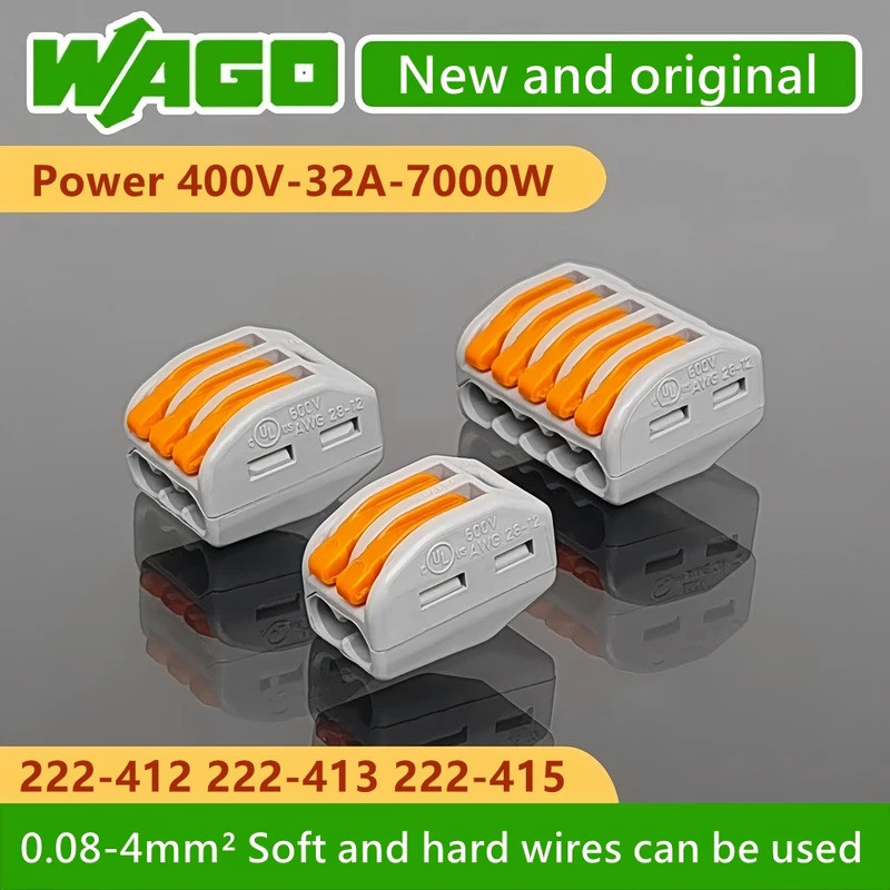 10pcs Original Wago สายไฟ 222-412 222-413 222-415 Quick สายไฟ Terminal connector ในสต็อกชิป 2XWW