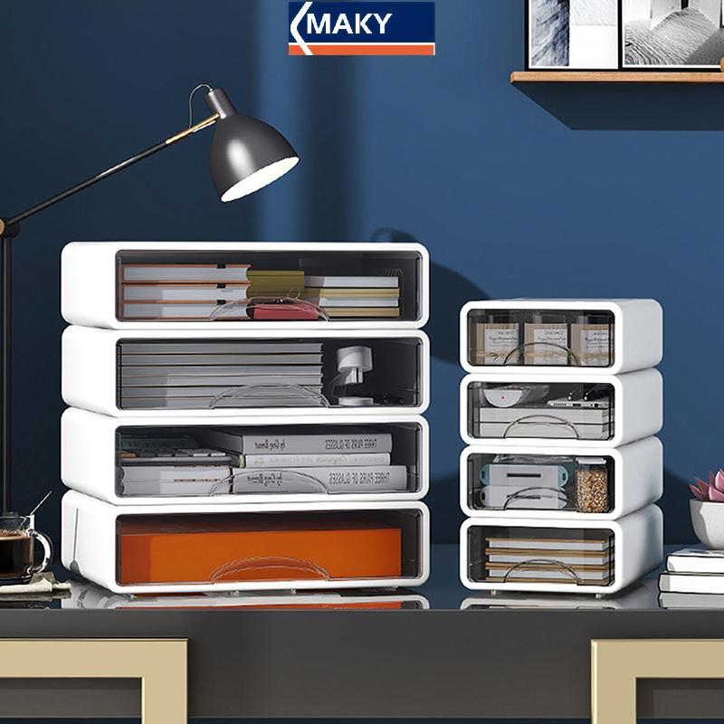 MAKY กล่องพลาสติก Desktop Organizer ลิ้นชักแต่งหน้ากล่องเก็บ Staable เครื่องประดับคอนเทนเนอร์ Office Finishing Organizer กล่อง TH
