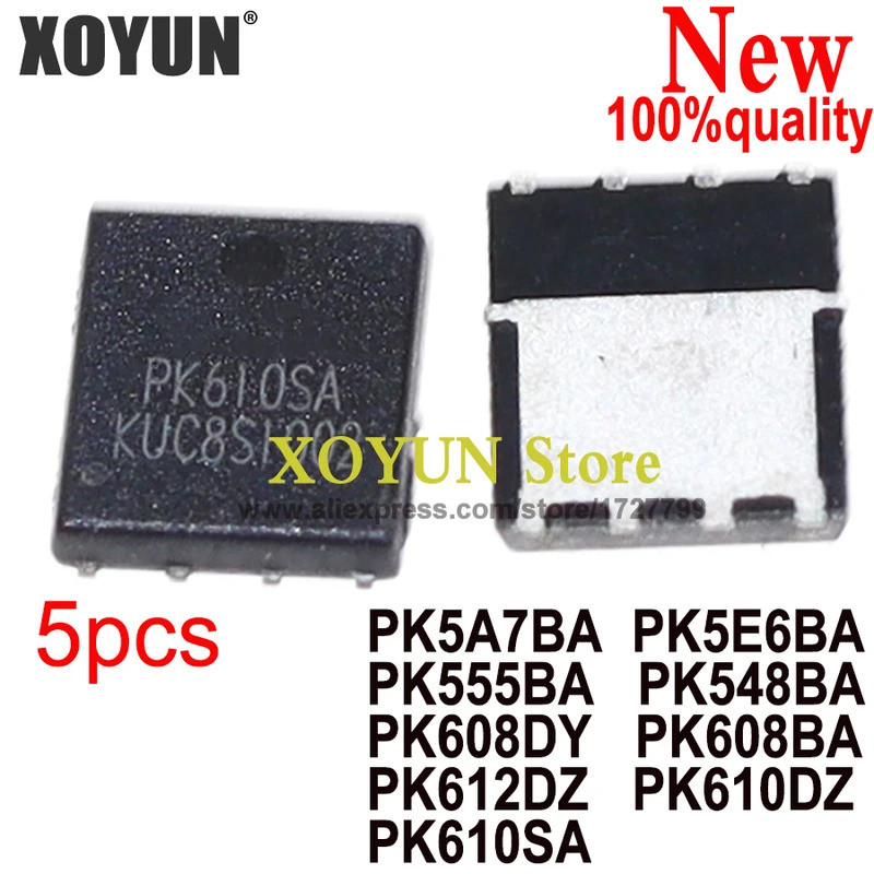(5 ชิ้น) PK5A7BA PK5E6BA PK555BA PK548BA PK608DY PK608BA PK612DZ PK610DZ PK610SA QFN-8 ชิป ic ในสต็อ