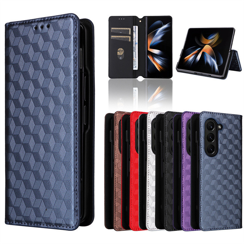 ซองหนังพลิกแม่เหล็กสําหรับ สำหรับ Samsung Galaxy Z Fold 6 5 4 3 2 Fold6 Fold5 Fold4 ปลอกฝาครอบโทรศัพท์พร้อมกระเป๋าสตางค์ช่องใส่การ์ดกล้องป้องกันขาตั้งฟังก์ชั่น