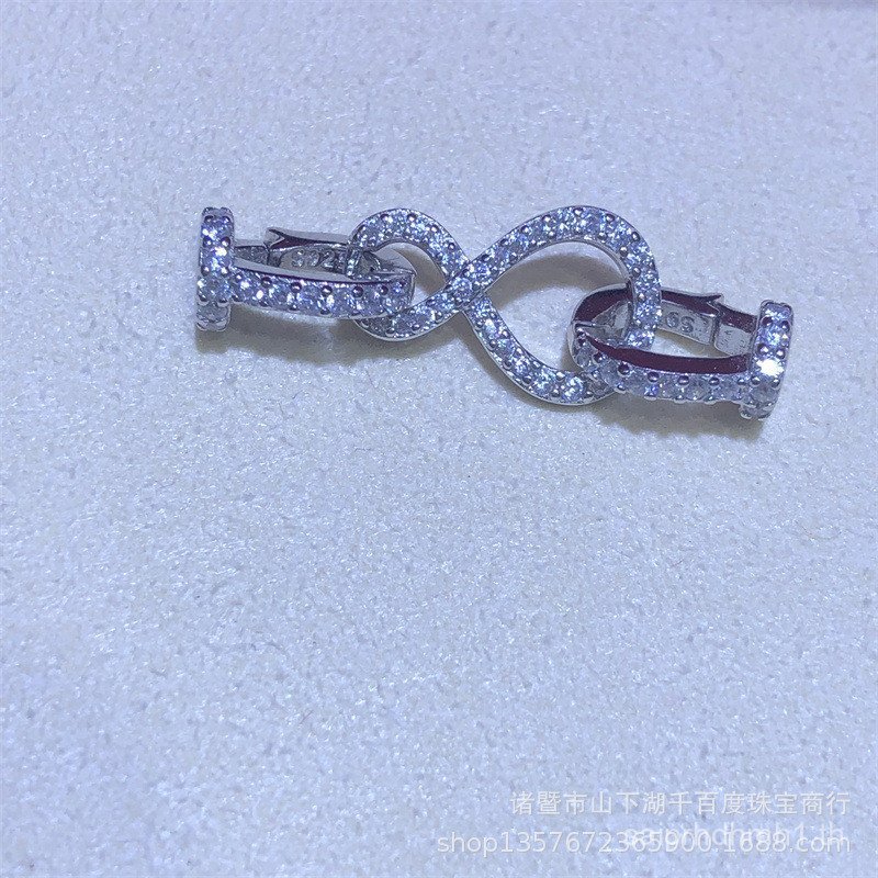 DIY สร้อยคอมุกล็อคทั้งร่างกาย S925 รูปเงิน 8 หัวเข็มขัดสร้อยคอมุกหัวเข็มขัดแฟชั่น All-Match หัวเข็มข