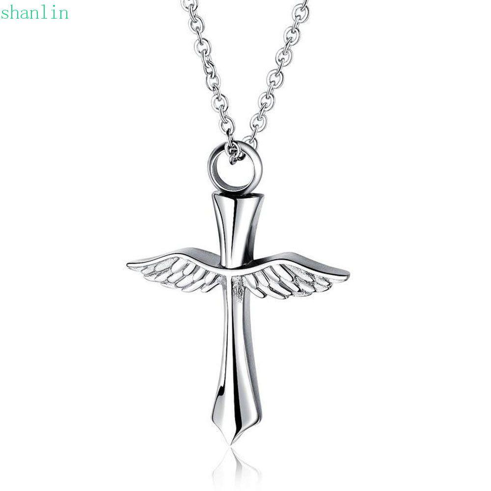 SHANLIN Urn สร้อยคอ 1 ชิ้น Memorial Keepsake Angel Wings แฟชั่น Vial จี้