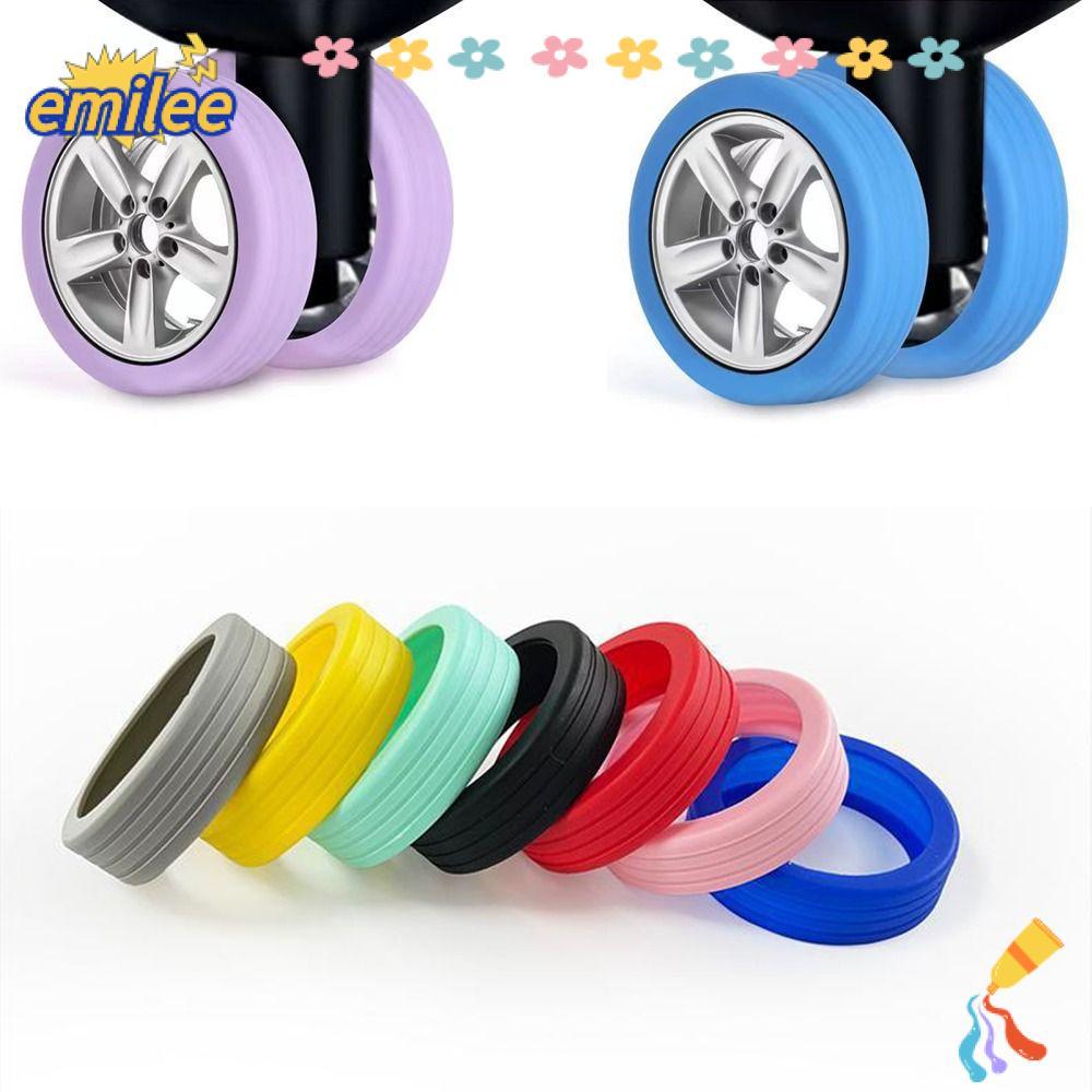 EMILEE 4/8 ชิ้น/เซ็ตกระเป๋าเดินทางล้อ Protector,ลดล้อสวมใส่กระเป๋าเดินทางอะไหล่เพลากระเป๋าเดินทางล้อรองเท้า,ล้อเสียงรบกวนล้อGuard Coverอุปกรณ์เสริม