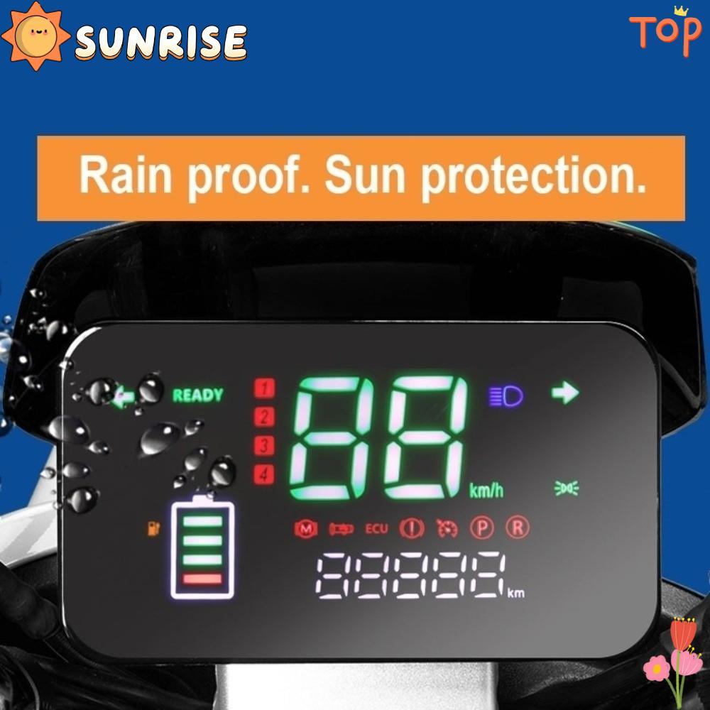 SUNRISE จอแสดงผล LED รถยนต์ไฟฟ้า, พลาสติก 48V 60V 72V หน้าจอ Speedometer, ที่มีประโยชน์กันน้ํา Multi-Voltage เครื่องมือดิจิตอลแผงควบคุม Universal