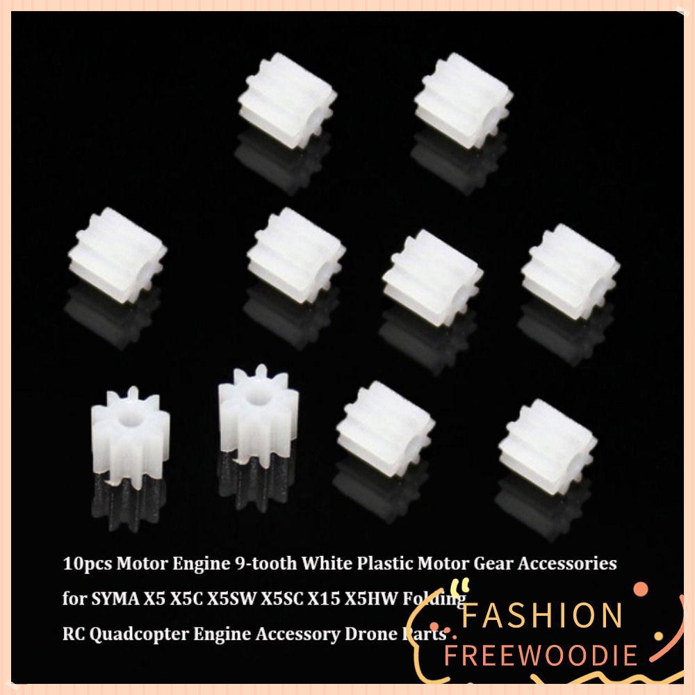 FREEWOODIE 10pcs เครื่องยนต์มอเตอร์เกียร์, 9 ฟันสีขาวมอเตอร์เกียร์,พลาสติกพับ Quadcopter Drone อะไหล