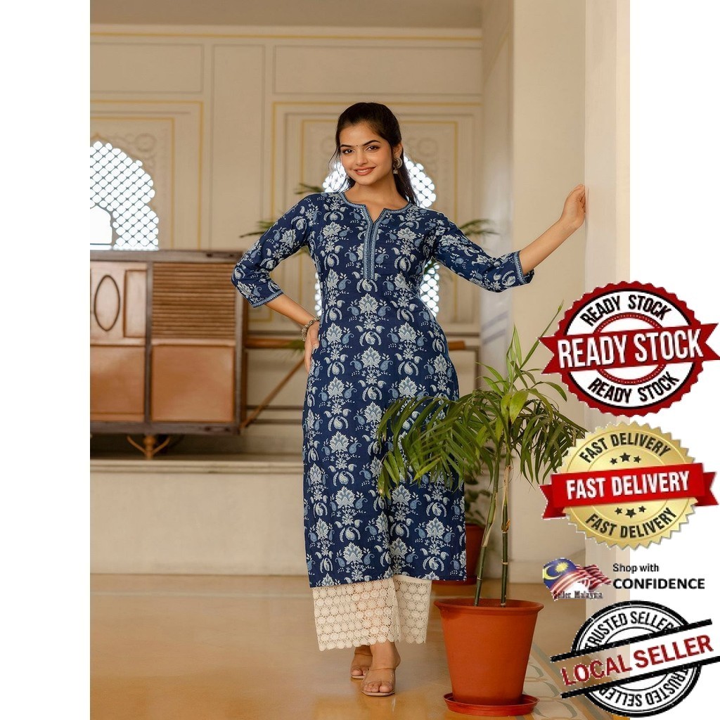 100% ผู้หญิงอินเดีย Kurti Debayu Designer ยาวสั้น Kurtis Kurta Tunic Top เสื้อ Plus Palazo UD41757AT