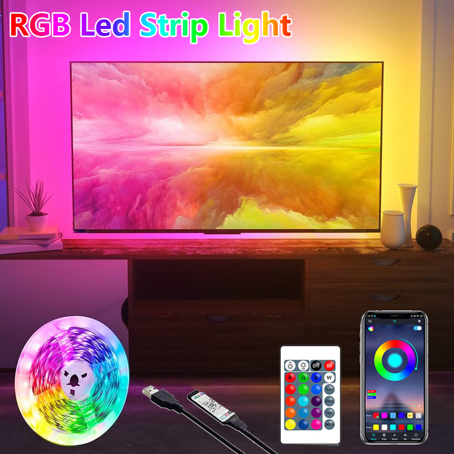 1-30M 5V USB LED Strip Lights SMD 5050 RGB LED Light Flexible Ribbon Lamp Bluetooth APP Control Colo