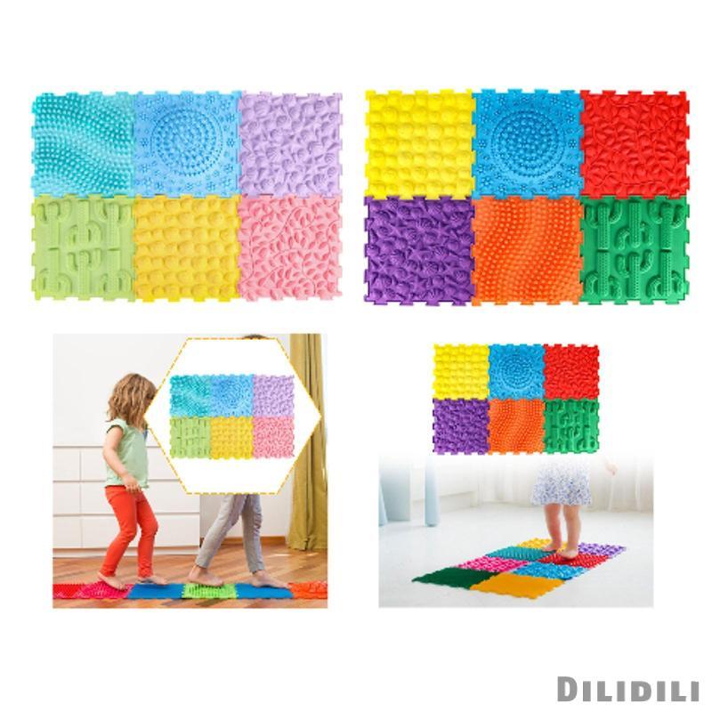[Dilidili] 6 ชิ้นนวด Sensory Puzzle Play Mats เกมทําความสะอาดง่ายปริศนาพรมปูพื้นของเล่นเพื่อการศึกษา