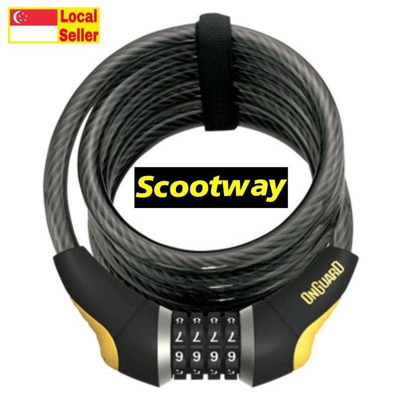 OnGuard Doberman 8031 จักรยานจักรยาน Self-Coiling Cable Number Lock (ความยาว 185 ซม. เส้นผ่านศูนย์กล
