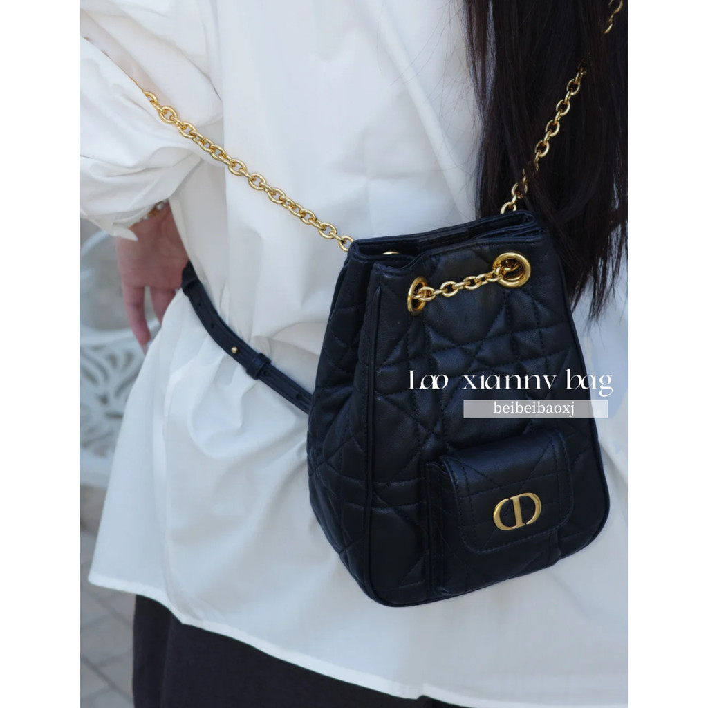 [Old Fairy] Dior caro Backpack Bucket Backpack Dior Chain Bag dior Bucket Small School Bag Dior Bag 