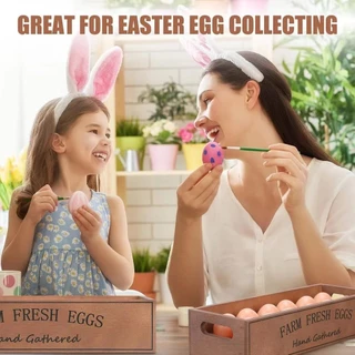 กล่องไม้ใส่ไข่ ดีไซน์ฟาร์ม Farm Fresh Eggs จัดเก็บไข่เป็นระเบียบ กล่องไม้เก็บไข่ไก่ งานไม้ธรรมชาติ จุได้หลายฟอง