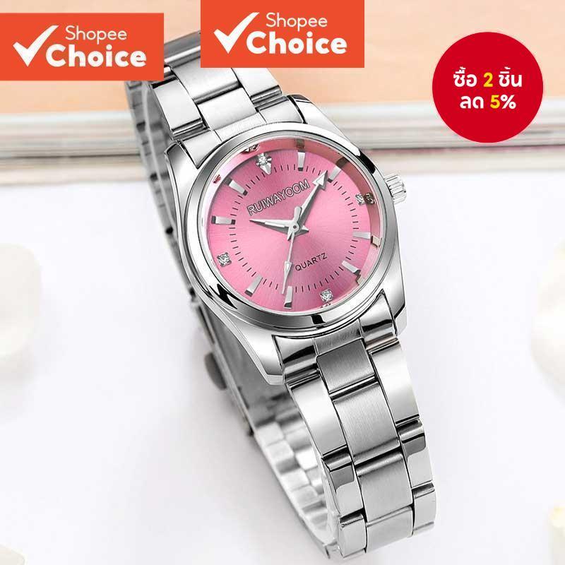 RUWAY นาฬิกาควอทซ์สแตนเลส Rhinestone หรูหรามีสไตล์ธุรกิจเคลื่อนไหวญี่ปุ่นสําหรับผู้หญิง