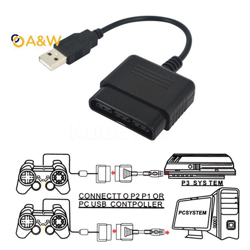 A&W USB Controller อะแดปเตอร์แปลงสายเคเบิลสําหรับ PlayStation PS2 ถึง PS3 PCPS2 ถึง PS3 PC