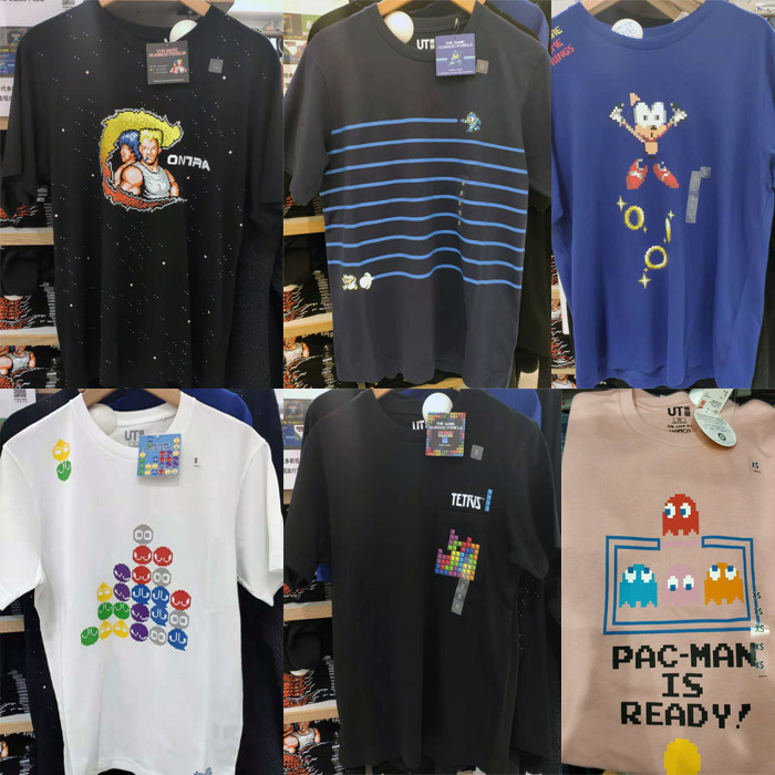 UNIQL Collaboration Nintendo Game Pac Man Contra Super Sonic Mouse Mega Man Puyo Pinball Man