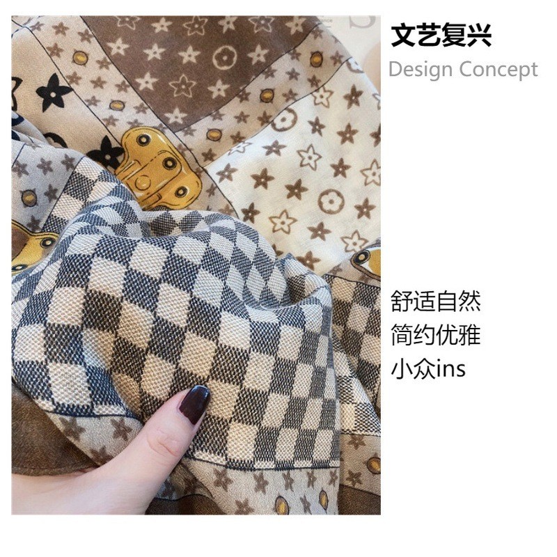 ผ้าพันคอลายหมากรุก สไตล์ไฮเอนด์ มัลติฟังก์ชัน เหมาะสำหรับฤดูหนาวและใบไม้ร่วง - รูปที่ 5