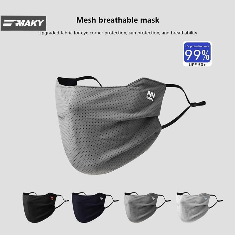 MAKY หน้ากากกันแดด UV สีทึบ ระบายอากาศ ล้างทําความสะอาดได้ ใช้ซ้ําได้ สําหรับผู้ชาย ขี่จักรยาน ฤดูร้อน