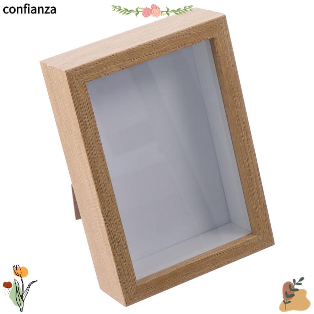 กรอบรูปไม้ CONFIANZA, Multi-size Natral Wood Black Shadow Box Frame, สี่เหลี่ยมผืนผ้าทนทานจอแสดงผลอะคริลิค Flora Ticket Craft
