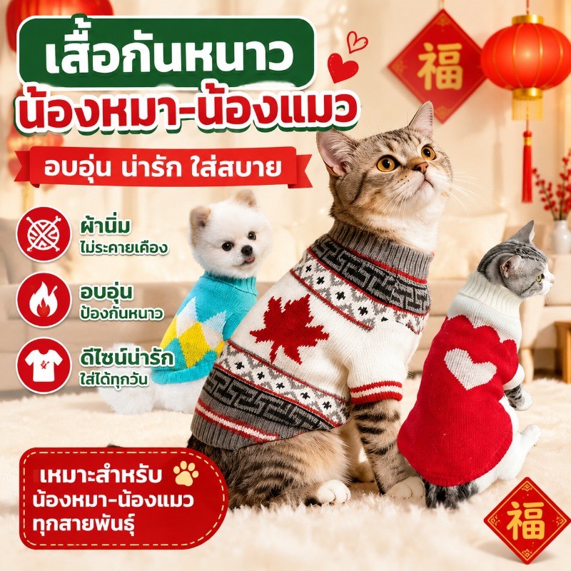 เตรียมการจัดส่ง เสื้อผ้าสัตว์เลี้ยง สุนัขคลุมหัวสัตว์ หมวกหมา ชุดปีใหม่สำหรับสัตว์เลี้ยง เสื้อหมา เสื้อมีหมวกสัตว์เลี้ยง