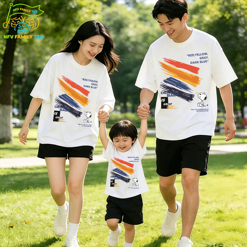 วัสดุใหม่🌈COD NFV Family Tee ชุดครอบครัว เสื้อคู่แม่ลูก เสื้อยืดแขนสั้น เนื้อผ้าสบาย ลวดลายแฟชั่น เส