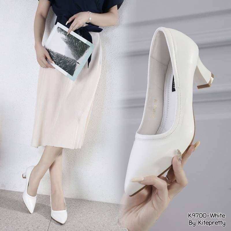 รองเท้าคัทชูใส่ทำงาน ส้นสูง 2 นิ้ว ปลายหัวแหลม ส้นหนา      K9700
