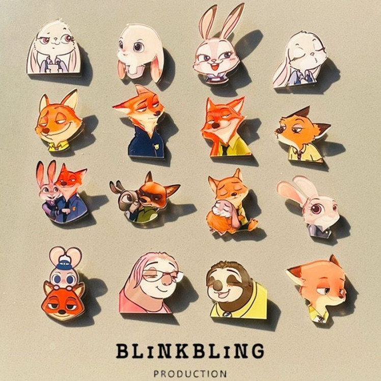 เข็มกลัดสัตว์อะคริลิคการ์ตูน Judy Nick lightning sloth กระเป๋าอุปกรณ์เสริมพินตกแต่ง