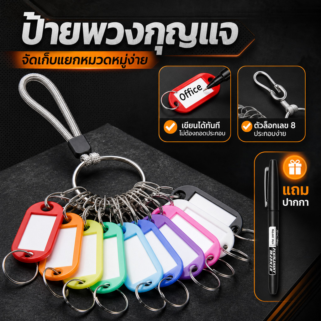 ง่ายต่อการติดตั้ง8ตัวอักษรพวงกุญแจพวงกุญแจป้ายป้ายพลาสติกกุญแจป้ายหมายเลขการจำแนกพวงกุญแจ