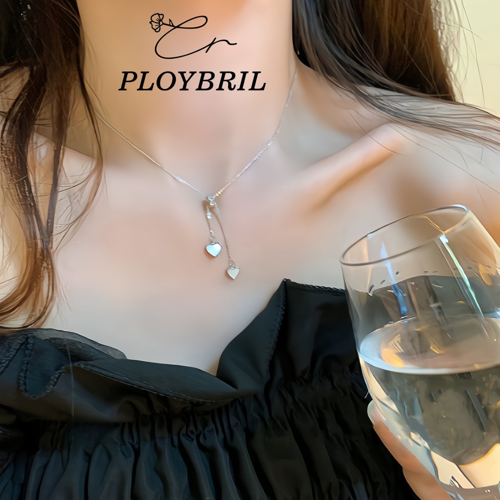 PLOYBRIL COD-ในไทย💖สร้อยคอ S925สร้อย จี้รูปหัวใจ INSสไตล์เกาหลีสำหรับผู้หญิง ปรับขนาดได้ ไม่ตกสี X068