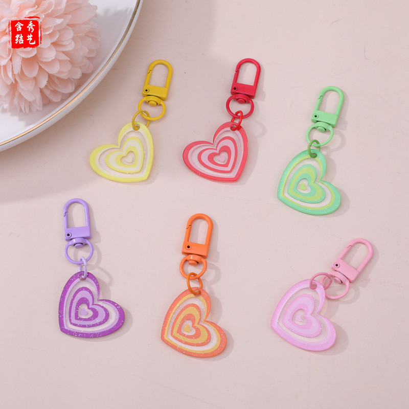สี Fine Flash Love Heart ยี่ห้อพวงกุญแจ Fine Flash Pearl DIY กระเป๋า Key เครื่องประดับประณีต Stall เครื่องประดับของขวัญ VNRY