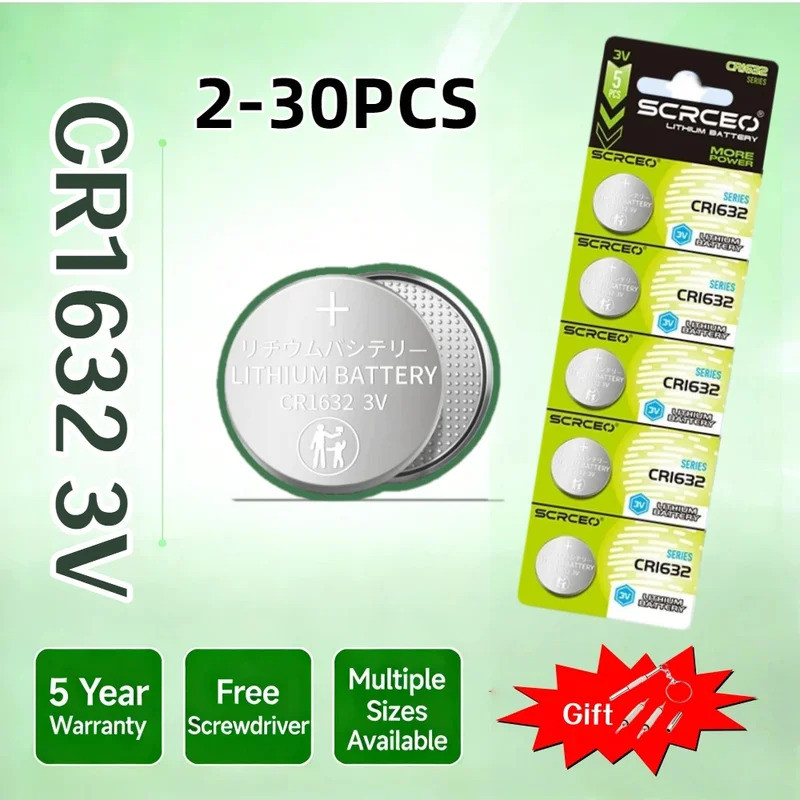 2-30PCS CR1632 แบตเตอรี่แบตเตอรี่ลิเธียม 3V DL1632 BR1632 KCR1632 ECR1632 สําหรับรถยนต์รีโมทคอนโทรลน