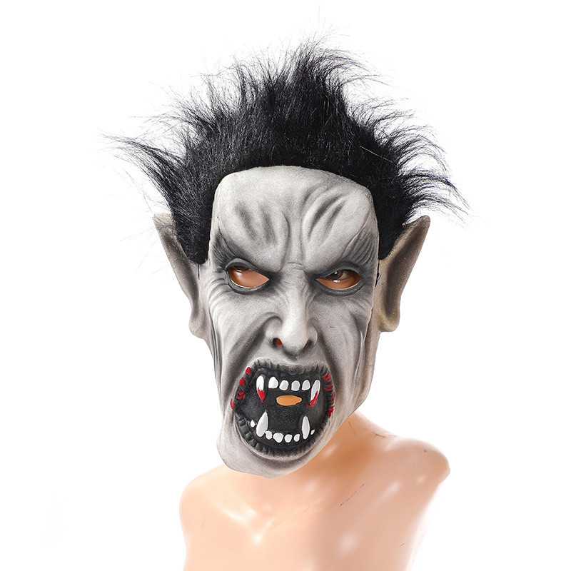 ฮาโลวีนสยองขวัญ Fangs Zombie Demon Latex หน้ากากคอสเพลย์ Haunted House NPC หมวกบรรยากาศ