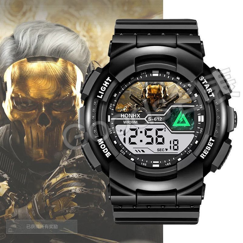 สไตล์ใหม่พร้อมสต็อกHJ12Fคลังสินค้าพร้อม Skeleton Warrior Theme นาฬิกากีฬาดิจิตอล Delta Watch นาฬิกาเ