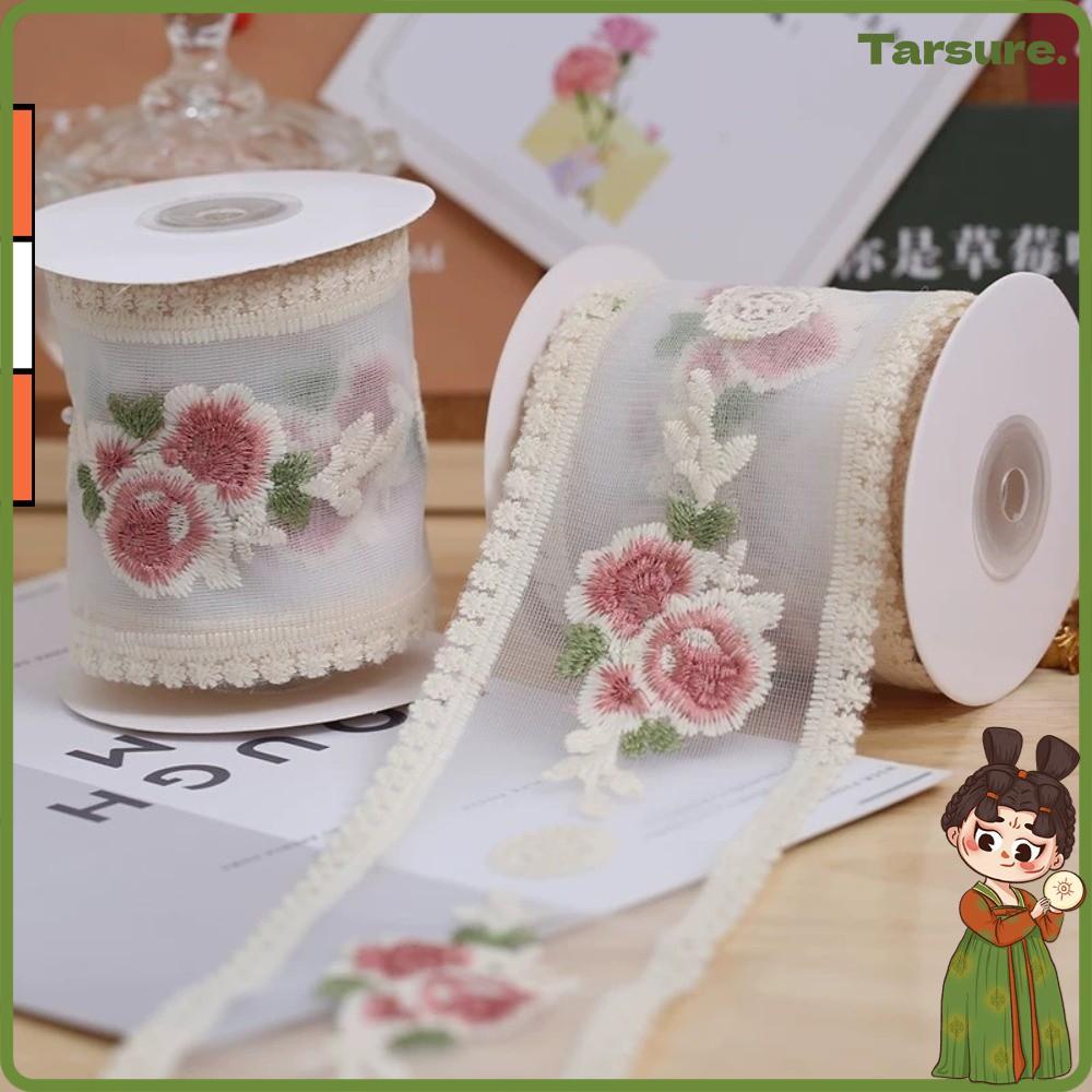 TARSURETH ริบบิ้นลูกไม้เย็บผ้า, Craft เย็บ Handmade Bows ลูกไม้ Trim ริบบิ้น, ห่อของขวัญอเนกประสงค์ DIY หัตถกรรม 3.5IN x 5 หลาริบบิ้นดอกไม้สําหรับงานแต่งงาน/ตกแต่งเจ้าสาว