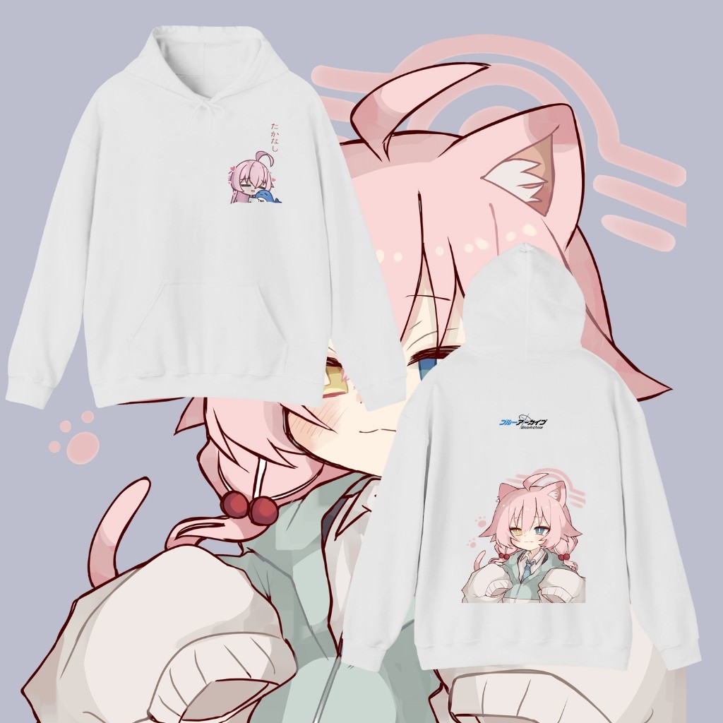 🧥【boxy hoodie】 เสื้อกันหนาว เสื้อแจ็กเก็ต แขนยาว มีฮู้ด พิมพ์ลายอนิเมะ Blue Archive Takanashi Hoshin