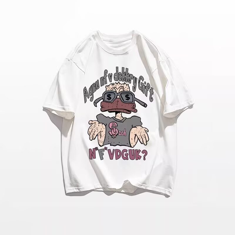 ปลาค็อด ทุกวันสไตล์ใหม่เยาวชนอินเทรนด์ อิน หนักผ้าฝ้ายแท้หลวมแขนสั้นเสื้อยืดผู้ชายรอบคออินเทรนด์มาตร