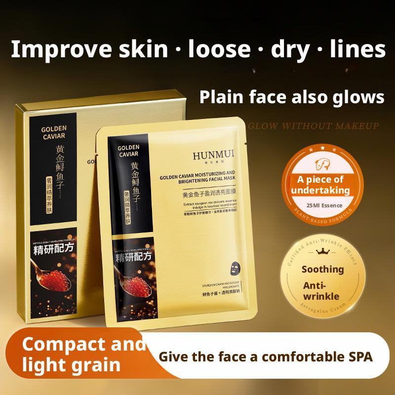 A0G9 Gold Caviar Hydrating Brightening Face Mask, Sturgeon Caviar Mask, Moisturizing, Anti-Wrinkle, 