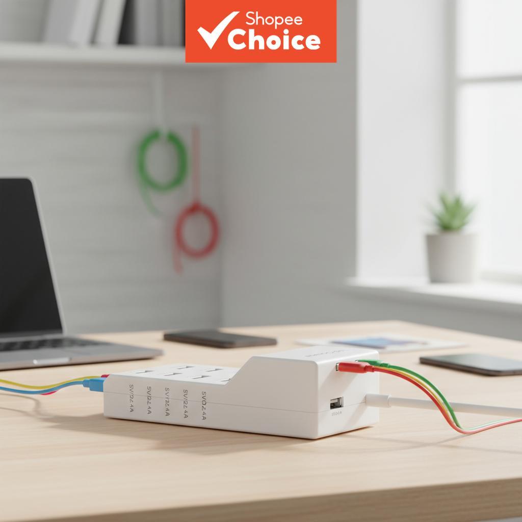 เครื่องชาร์จ USB 50W 10 พอร์ต 5V 2.4A แท่นชาร์จ USB หลายพอร์ตสําหรับ Android, iPhone, แท็บเล็ต, หูฟั