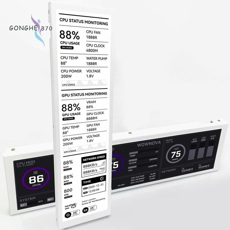 [gonghe370]8.8 นิ้วคอมพิวเตอร์ Temp Monitor (ธีมไดนามิกที่รองรับ), หน้าจอ IPS Type C หน้าจอรอง CPU R