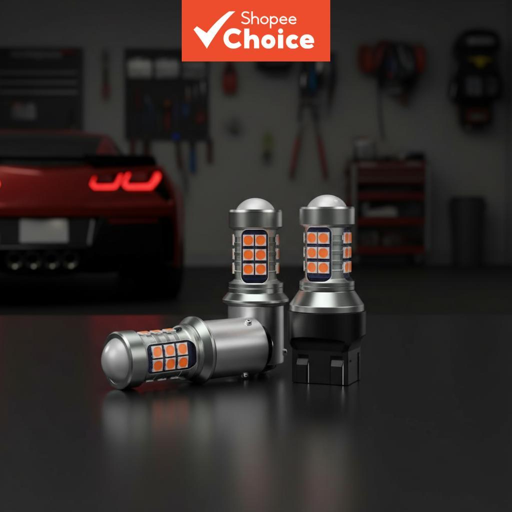 หลอดไฟเบรก LED 27 ดวง - เข้ากันได้กับ Honda/Toyota/Nissan, ไฟกระพริบและไฟนิ่ง, T20/7443 1157/P21-5W