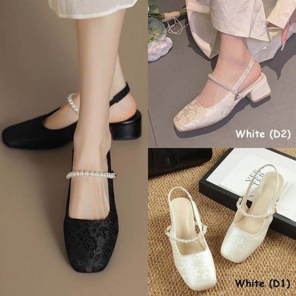 Wendy Fashionhomez 8333 Kasut Tinggi Mutiara Chunky Heel ( saiz 34-40 )