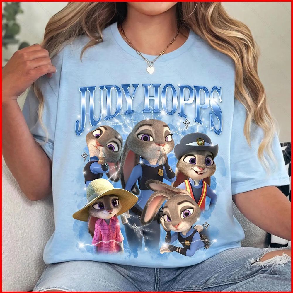 GC1 Zootopia 2 JUDY 110cm-6XL เสื้อยืดฤดูร้อน Anime Short Sleeve Top GC1
