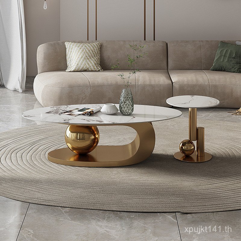 Influencer รูปไข่โมเดิร์น Simple Designer หรูหราอิตาเลี่ยน Slate ครัวเรือนรอบ Minimalist ห้องนั่งเล่