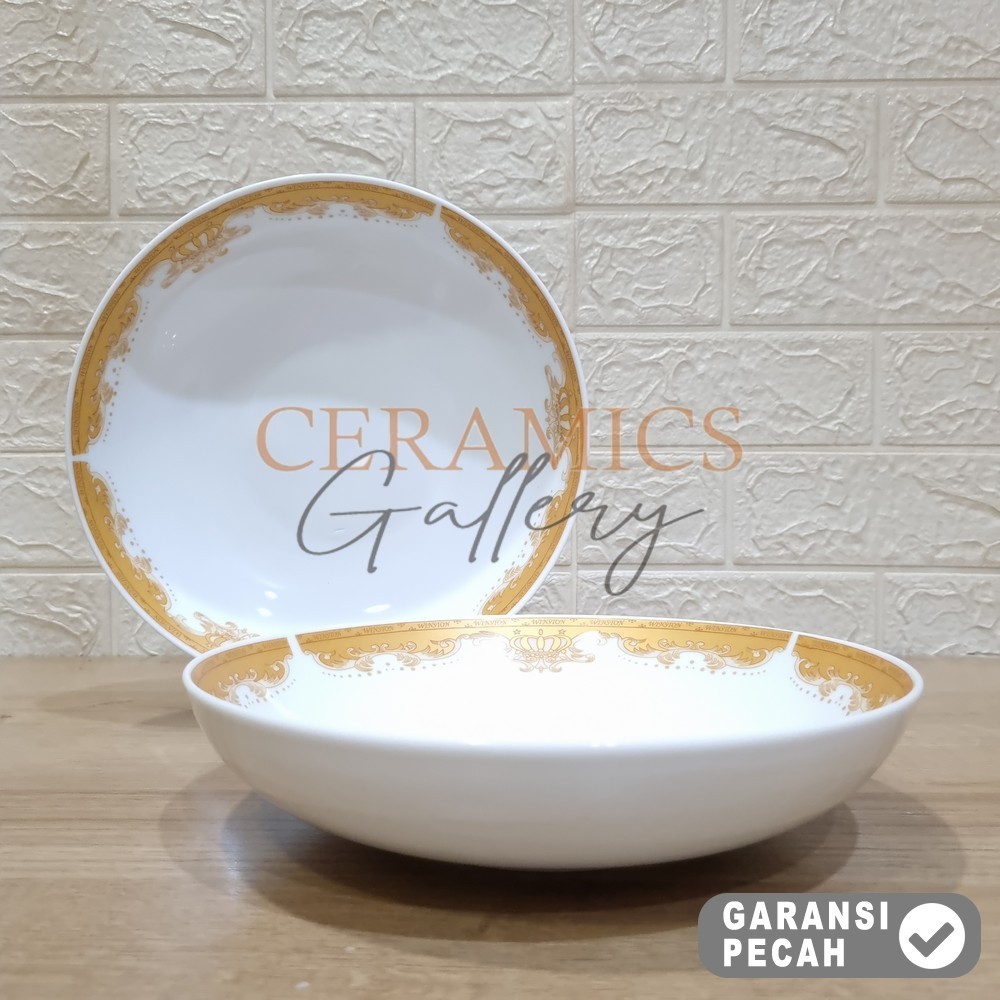 WINSTON 1 ชิ้นจานเค้กเซรามิค 8.25in / 9in / 9.25in MAHKOTA MAS จานอาหารค่ํา จานผลไม้ จานเว้า