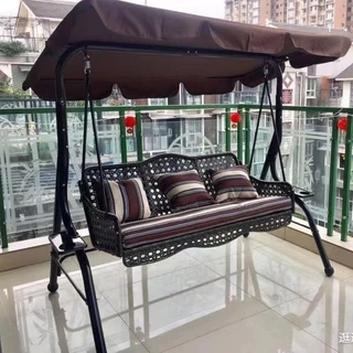 「TTL」 ชิงช้าเหล็กดัดกลางแจ้งสำหรับบ้าน ชิงช้าคู่สำหรับแขก เก้าอี้โยก เปลญวนระเบียงในร่มสำหรับผู้ใหญ่และเด็ก