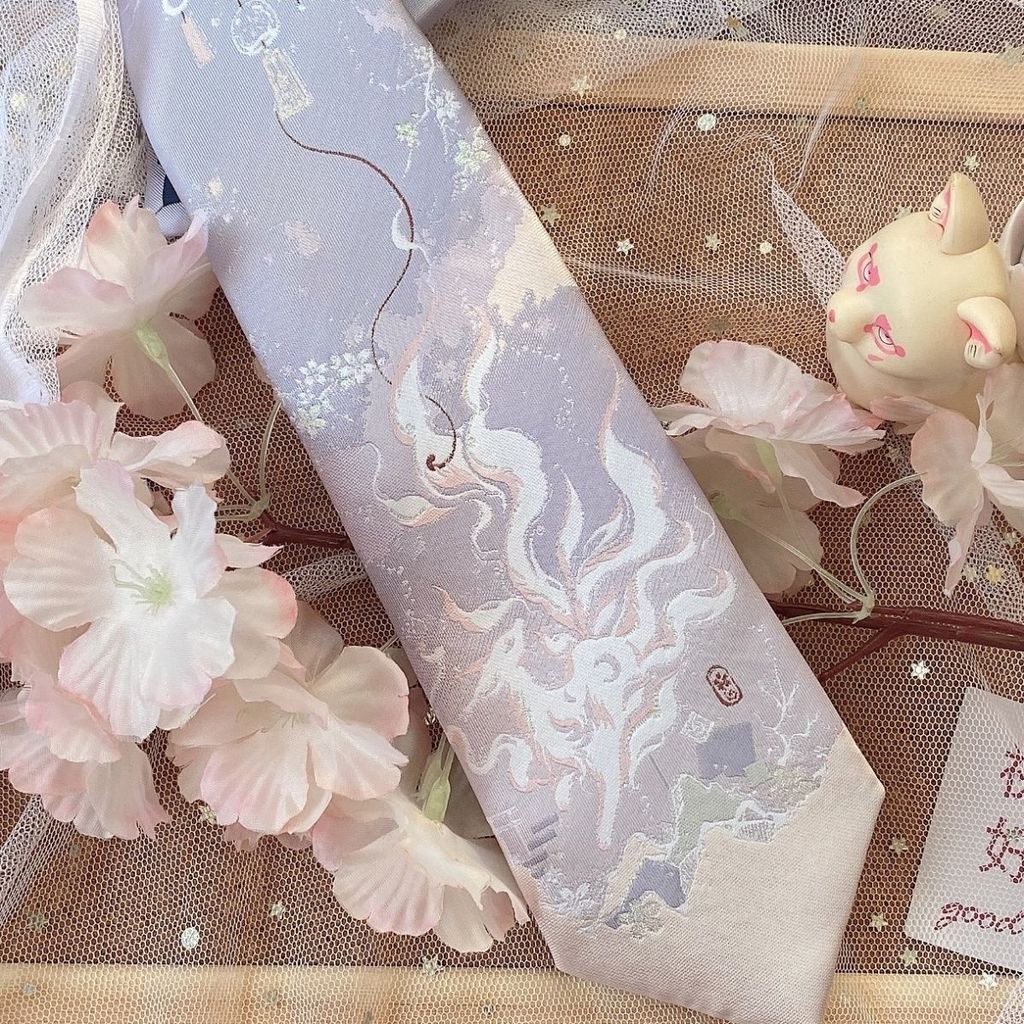 九 foxJK Fox เข็มขัดหัวเข็มขัด DK เสื้ออุปกรณ์เสริมสําหรับผู้ชายและผู้หญิงนักเรียน One-Tail Fox JK Ti