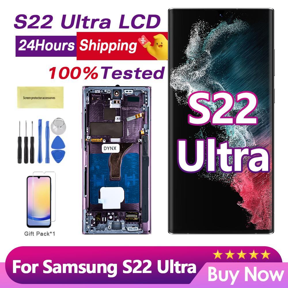 EU S22 Ultra Super AMOLED สําหรับ Samsung S22 Ultra 5G SM-S908B SM-S908N หน้าจอสัมผัส DIgital เปลี่ย