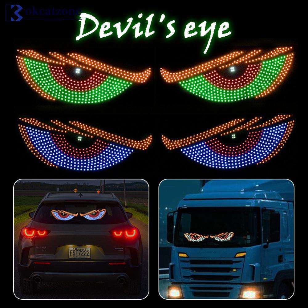 OKCATZONE 2 ชิ้นอัพเกรดรถ LED Devils Eye ไฟตกแต่งด้านหลังไฟเตือนสีแดง Devil Eye บรรยากาศ Auto อุปกรณ