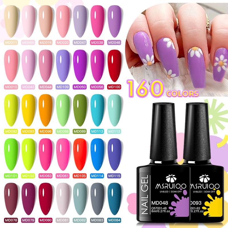 MSRUIOO 8ml เจลทาเล็บเจลสีที่อุดมไปด้วยสีติดทนนาน Uv/led Curing Gel Soak Off DIY At Home