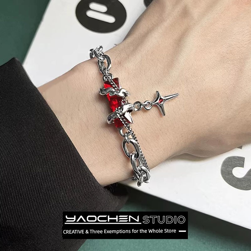 bracelet for woman gelang tangan perempuan Niche Winding Titanium Steel Mens Hip-Hop Couple Womens B