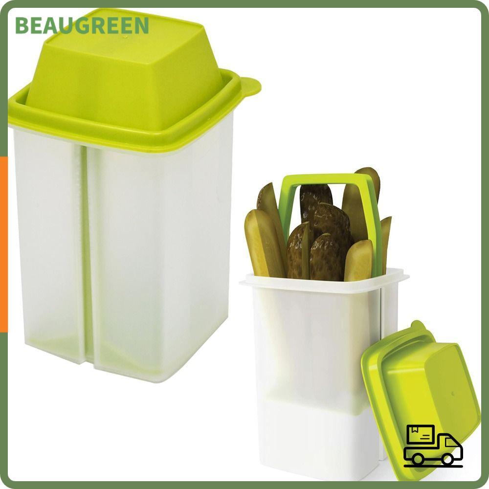 BEAUGREEN ผักดองพร้อมตะแกรงกรอง,พร้อมฝาปิดผักดองแบบใช้ซ้ําได้, ที่เก็บปลอดทุกอย่างคุณภาพสูง BPA ฟรีท