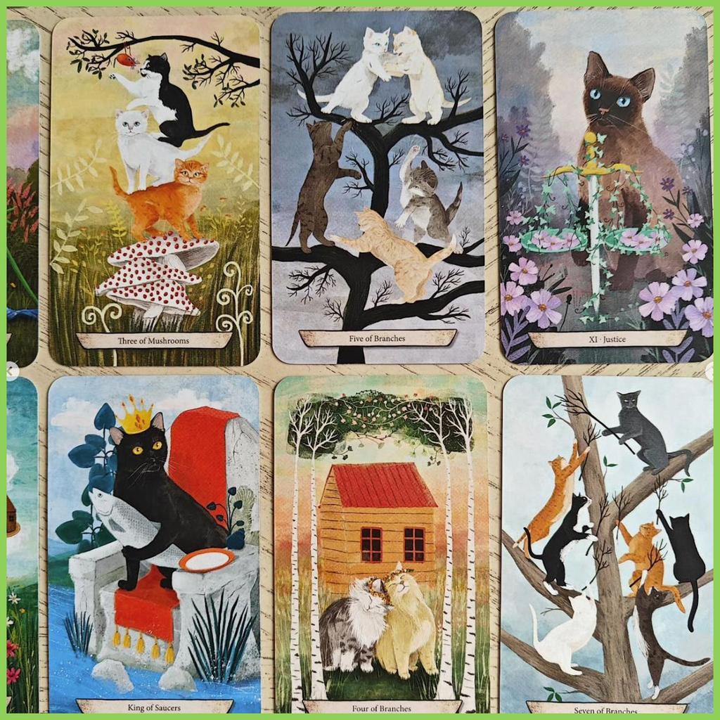 สําหรับ Enchanted Forest Felines Tarot ไพ่ทาโรต์ความบันเทิง Oracle การ์ดเกมกระดานปาร์ตี้ครอบครัว 78 